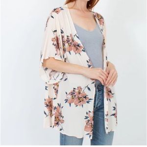 Saltwater Luxe Pink Floral Kimono One Size